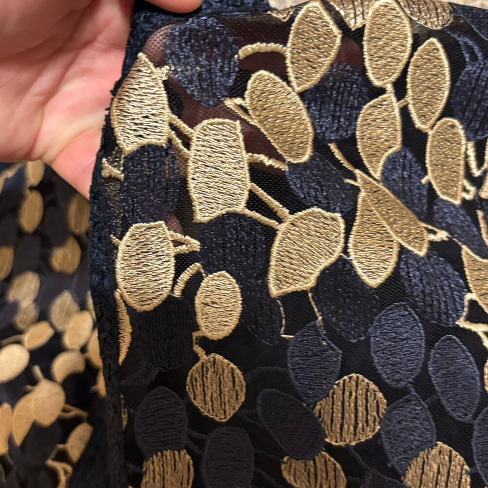 Chico’s Travelers Jacket Cardigan Women’s Sz 1 / L Navy Gold Embroidered Sheer - Picture 2 of 11